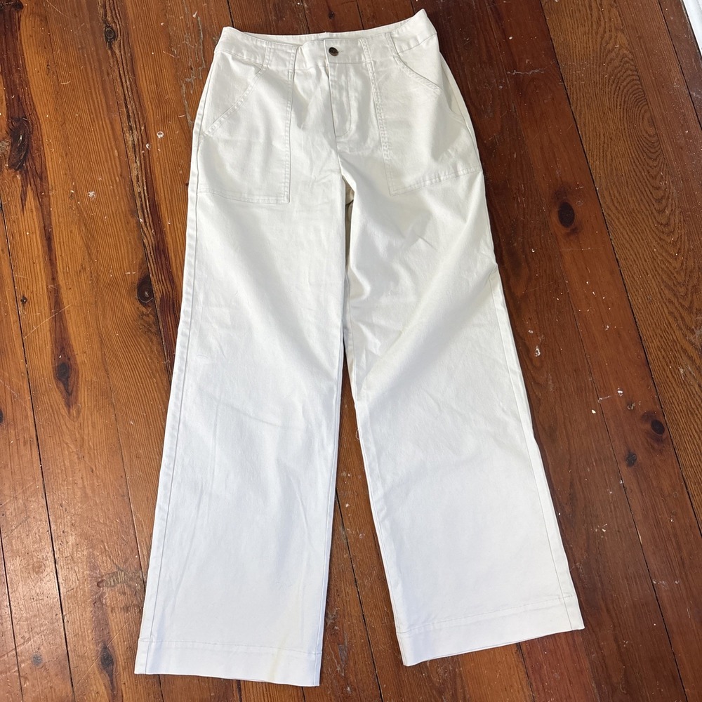 Nili Lotan x Target Wide Leg Pants Cream Cream White Size 10 Birch
